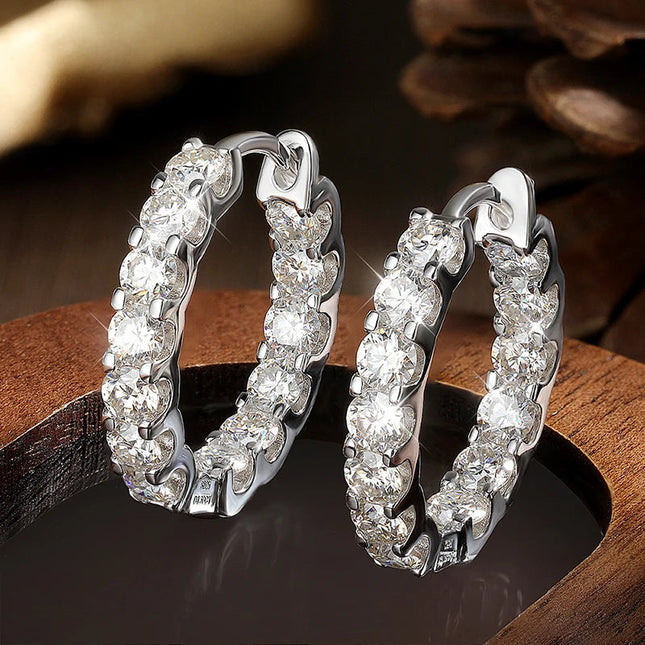 KNOBSPIN 2.6ct D Color Moissanite Earring 925 Sterling Sliver Plated White Gold Hoop Earring for Women Wedding Party Jewelry PlatiNum