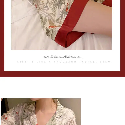 Set da donna da 2 pezzi Pigiama a maniche corte primavera estate per donna Set pigiama in raso sexy con stampa di fiori e uccelli platinumshop