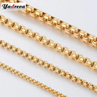 2mm/3mm/4mm/5mm Collana in acciaio inossidabile color oro Scatola rotonda impermeabile Catena a maglie da uomo Lunghezza regalo personalizzato PlatiNum