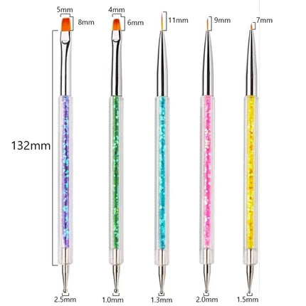 5Pc Nails Art Dotting Pen Acrylic Drawing Liner Supplies Brush Rhinestone Gems Picker UV Gel Painting Manicure Accessoires Tools 2028
