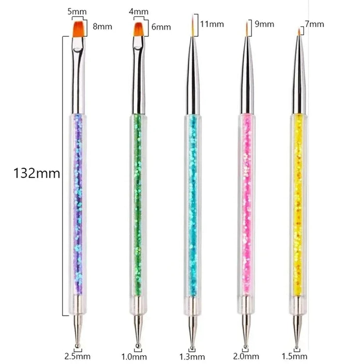 5Pc Nails Art Dotting Pen Acrylic Drawing Liner Supplies Brush Rhinestone Gems Picker UV Gel Painting Manicure Accessoires Tools 2028