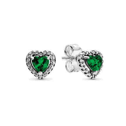 2025 Orecchini originali in pietra a forma di cuore bianco rosa, blu, rosso, verde, orecchino di perla con fiocco di neve, gioielli in argento s925 con fascino femminile platinumshop