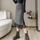 Woolen plaid skirt autumn and winter 2025 new plaid foreign style small man a word hip wrap medium and long skirt PlatiNum