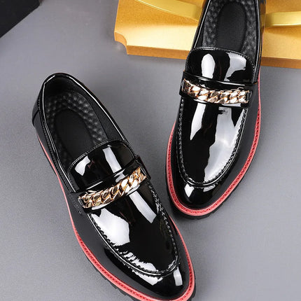 Scarpe da Uomo Trendy, Mocassini di Design con Catena Metallica, Scarpe Eleganti da Lavoro, Nuove Scarpe Casual in Pelle Slip-on, Scarpe da Cerimonia