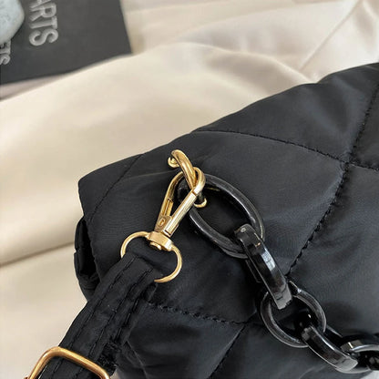 Yogodlns Large Capacity Crossbody Square Bags Casual Chain Women Underarm Bags Fashion Quilted All-match Winter Simple Shopping