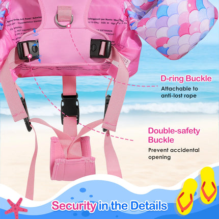 Kids Swim Vest Floaties for Children Arm Band Floaties with Adjustable Strap Swim Jacket Water Wing Pool Floating Learning Swimming