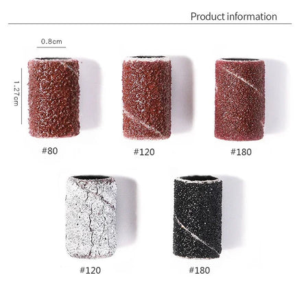 Nail Sanding Ring Bands 80/120/180/240 Grit Electric Manicure Drill Grinding Heads UV Gel Polish Removal Pedicure Abrasive Tools 2028