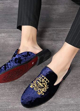 Pantofole antiusura in pelle da uomo Mocassini slip-on in velluto Scarpe da mulo alla moda