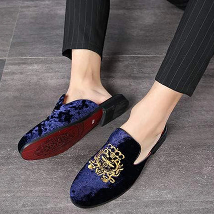 Pantofole antiusura in pelle da uomo Mocassini slip-on in velluto Scarpe da mulo alla moda