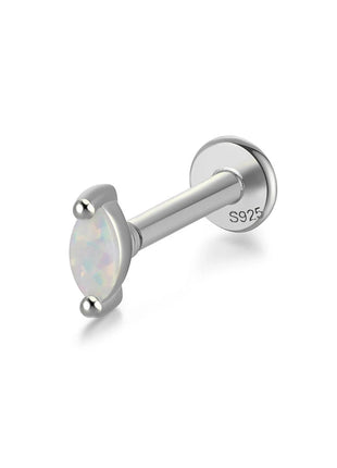 CANNER 1PC 925 Sterling Silver Exquisite Crown Opal Piercing Earring for Women Ear Studs Cartilage Earring Body Jewelry Gift PlatiNum
