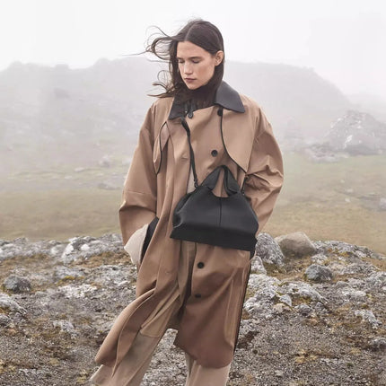 Borsa a Tracolla Cloud Dumpling da Donna, Borsa a Spalla Minimalista di Lusso in Vera Pelle Composita di Vacchetta, Piccola Dimensione