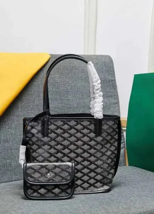 Borsa da Shopping in Vera Pelle di Alta Qualità per Donna, 20cm, Set di 2 Pezzi con Piccolo Portamonete
