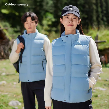 Winter High-density T400 Small-interval Warm Cotton-padded Vest Double Front Flap with Snap Buttons and Zippers
