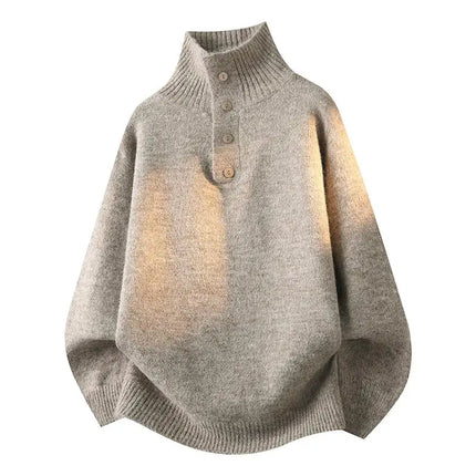 Turtleneck Long Sleeves Zipper lapel Pullover Sweater Men Spring Autumn Solid color Sweater Jumper Streetwear