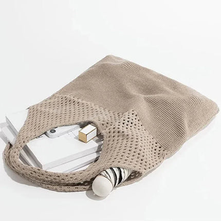 Borse a maglia da donna, borsa tote grande capacità, borsa estiva da spiaggia, borsa grande casual, borse a tracolla intrecciate a nido d'ape, borsa da donna