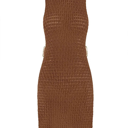 2024 Estate Sexy Un Collo Cut-Out Cerchio Decorazione Corsetto Sottile Spiaggia Mini Vestito Delle Donne Mare Beachwear Costumi da Bagno Cover Up A2796 platinumshop
