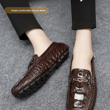 Scarpe Slip-On da Uomo in Pelle di Coccodrillo di Lusso, Scarpe Casual Primaverili ed Estive per la Guida, Stile Coppia, Taglio Basso, Suola in Gomma Traspirante