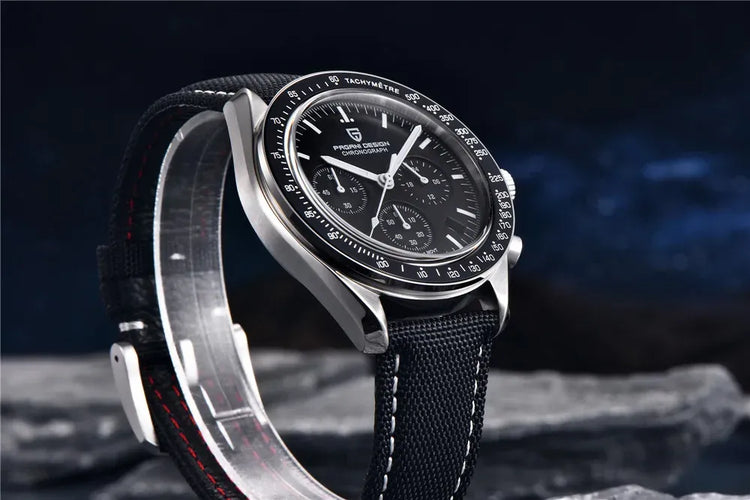 PAGANI DESIGN 500 Orologio da Uomo di Lusso con Tachimetro Circolare, Cronografo Sportivo, Vetro Zaffiro AR, Movimento Giapponese, Acciaio 316L, Luminoso