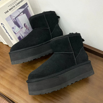 Classic Short Women's 2027 New Winter Warm Wool Thick Sole Genuine Leather And Fur Snow Boots