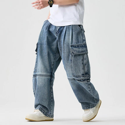 Pantaloni in denim Pantaloni casual alla moda stile americano da uomo Pantaloni larghi da uomo Hip Hop Jeans oversize Pantaloni in vita elastica da uomo