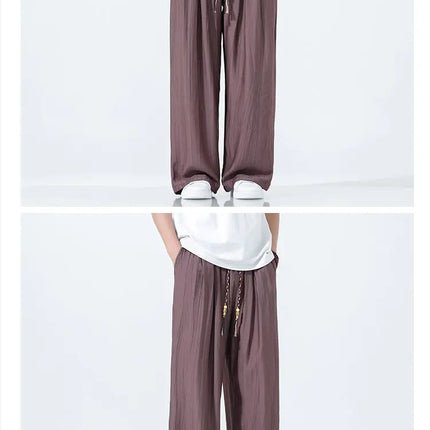 Pantaloni da Uomo a Gamba Dritta Estivi in Seta Ghiacciata, Pantaloni a Gamba Larga Freschi, Nuovi Arrivi di Tendenza, Traspiranti, Stile Cinese, Casual