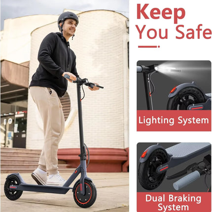 SUNNIGOO Scooter elettrico per adulti 30KM/H Potente sistema frenante doppio Portata 30KM Pieghevole Monopattino da 8,5 pollici per pendolarismo urbano