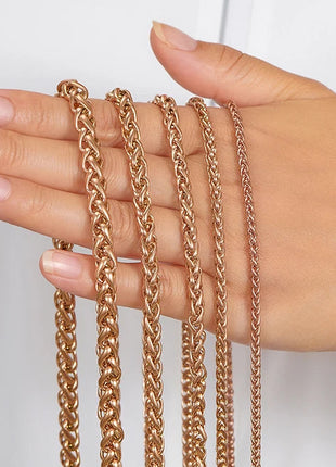 3mm/4mm/5mm/6mm/7mm Rose Gold Color Stainless Steel Wheat Braided Necklace Link Classic Curb Chain for Men Women Jewelry PlatiNum