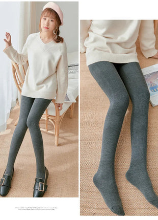 Women's Fall Winter Ribbed Vertical Stripe Thermal Leggings Fleece Thickened  Street Ready Seamless High Waist Thermal Pants PlatiNum