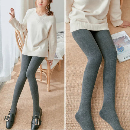 Women's Fall Winter Ribbed Vertical Stripe Thermal Leggings Fleece Thickened  Street Ready Seamless High Waist Thermal Pants PlatiNum