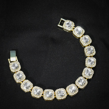 2024 NEW Men Women Hip Hop tennis Chain Necklace 13mm Square CZ Stone Iced Out Bling Cuban Chains Necklace Fashion Charm Jewelry PlatiNum