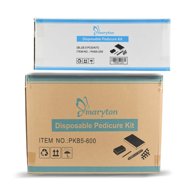 600 Sets/Carton Disposable Pedicure Sets 5Pcs Disposal Pedicura Kit With Cuticle Wood Stickfor Professional Nail Salon Tools