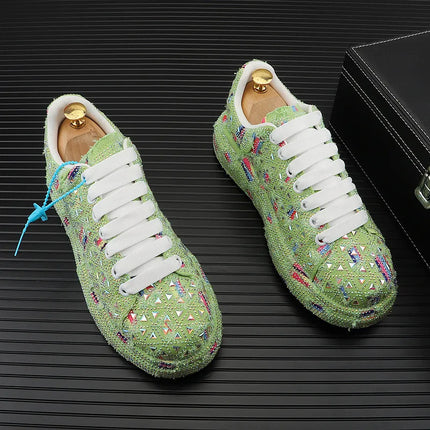 Hot Sale Rhinestone Canvas Shoes Mens Casual Skate Shoes Fashion Street Hip Hop Canvas Sneakers Men Platform Vulcanized Shoes
