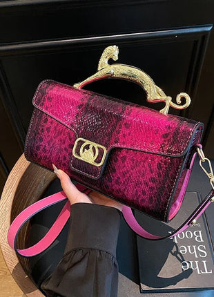 New Ladies Metal Buckle Simple Fashion Shoulder Bag Party Commuting Bag Women Luxury Brand Design PU Leather Bag PlatiNum