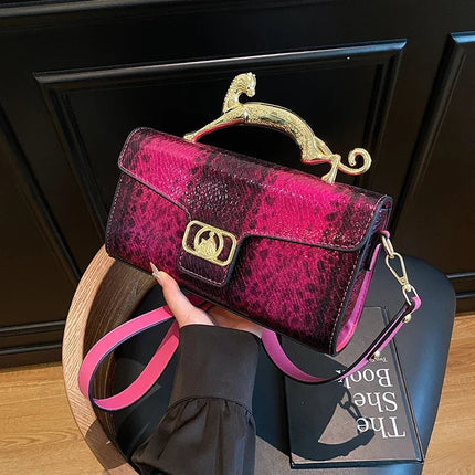 New Ladies Metal Buckle Simple Fashion Shoulder Bag Party Commuting Bag Women Luxury Brand Design PU Leather Bag PlatiNum