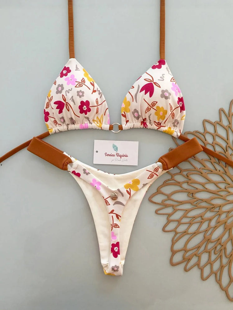 Micro Bikini 2026 Push Up Costumi da bagno donna Costumi da bagno sexy Stampa Bikini Set Halter Biquini Perizoma Costume da bagno Estate Beachwear
