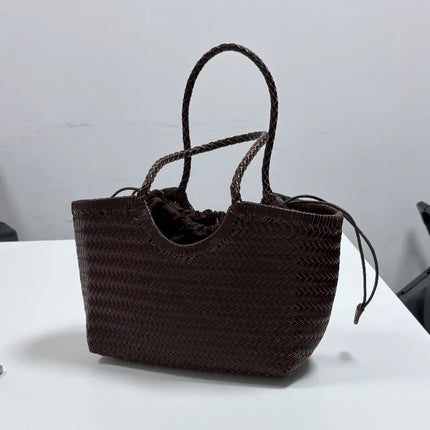 Women's 2-in-1 Woven Straw Bag Underarm Straw Bag with Adjustable Strap Large Capacity Dumpling Shoulder Bag for Summer Beach Bucket Bag
