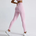 Seamless Women Solid Color High Waist Yoga Pants Sexy Hip-lifting Tight Sports Pants Women Push Up Fitness Workout Yoga Leggings PlatiNum