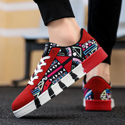 Scarpe vulcanizzate rosse di alta qualità per uomo Sneakers casual unisex 46 Taglia Moda Graffiti Sneakers piatte Scarpe da skateboard da uomo