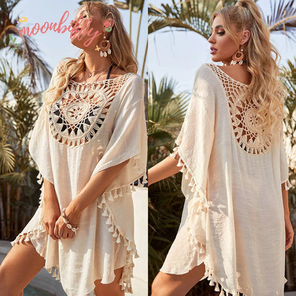 Grembiule da spiaggia allentato da donna con spalle scoperte, casual, per le vacanze, stile sexy, con nappa ritagliata, grembiule da spiaggia estivo da donna platinumshop