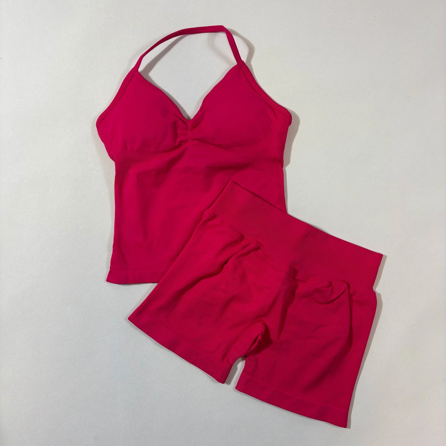 Yoga 2pcs Impact Gym Set Women Backless Tank Tops High Waist Scrunch Seamless Shorts Fitness Clothes Activewear Workout Sets