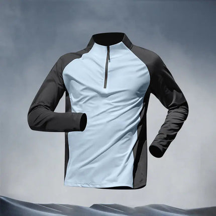 Quick Dry Male Clothes Tracksuit T-shirt Sets Spring Autumn Men Half Zipper Long Sleeve Breathable Sports Training Pants Suit PlatiNum
