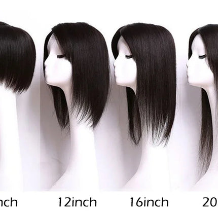 No Clip-in Real Human Hair Topper Weightless Black Air Bangs Cover Sparse Hair Seams Patches 2x9cm #3 Net Human Hair Pieces