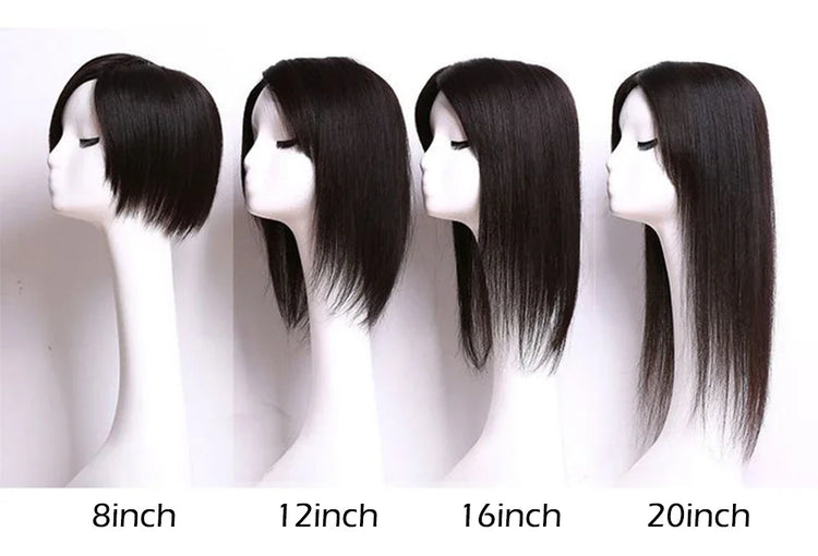No Clip-in Real Human Hair Topper Weightless Black Air Bangs Cover Sparse Hair Seams Patches 2x9cm #3 Net Human Hair Pieces