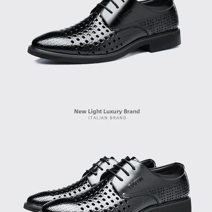 Sandali da uomo in pelle Pelle bovina traspirante Scava fuori Design Scarpe slip-on casual estive Comoda suola in gomma antiscivolo