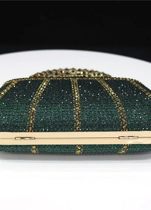 Popular In Nigeria Exquisite Evening Bags With Diamond Design Fashion Handle Clutch Rhinestone Embellished Long Chain Bag PlatiNum