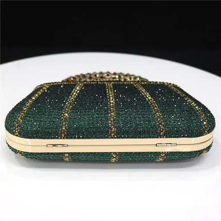 Popular In Nigeria Exquisite Evening Bags With Diamond Design Fashion Handle Clutch Rhinestone Embellished Long Chain Bag PlatiNum