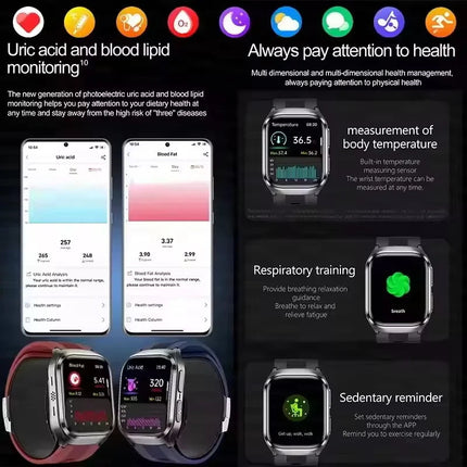 2026 Nuovo aggiornamento AI diagnostico Airbag pressione sanguigna precisa salute SmartWatch acido urico ECG lipidi nel sangue Smartwatch uomo donna platinumshop