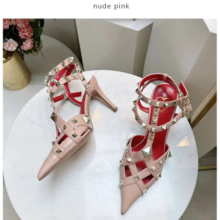 Nuovi Sandali con Tacco Alto e Borchie Primavera/Estate 2026, Sandali a Punta con Tacco Sottile, Scarpe Singole con Borchie platinumshop