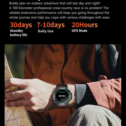 T-Rex 3 Grado Ultra Militare GPS Astuto Della Vigilanza 10ATM Bussola Impermeabile Altimetro Barometrico AMOLED Uomini HD Chiamata Sport Smartwatch platinumshop