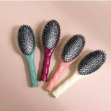 Scalp Massage Boar Bristle Fried Dough Twists Hair Brush Reduces Hair Breakage Detangling Hair Comb Portable Daily Hair Styling Accessories